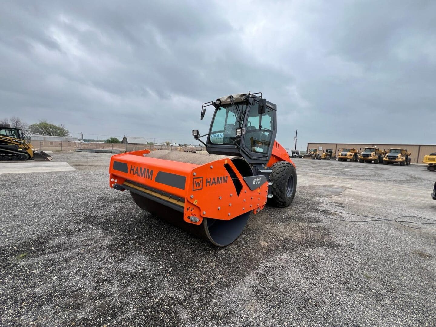 Orange Hamm single drum road roller