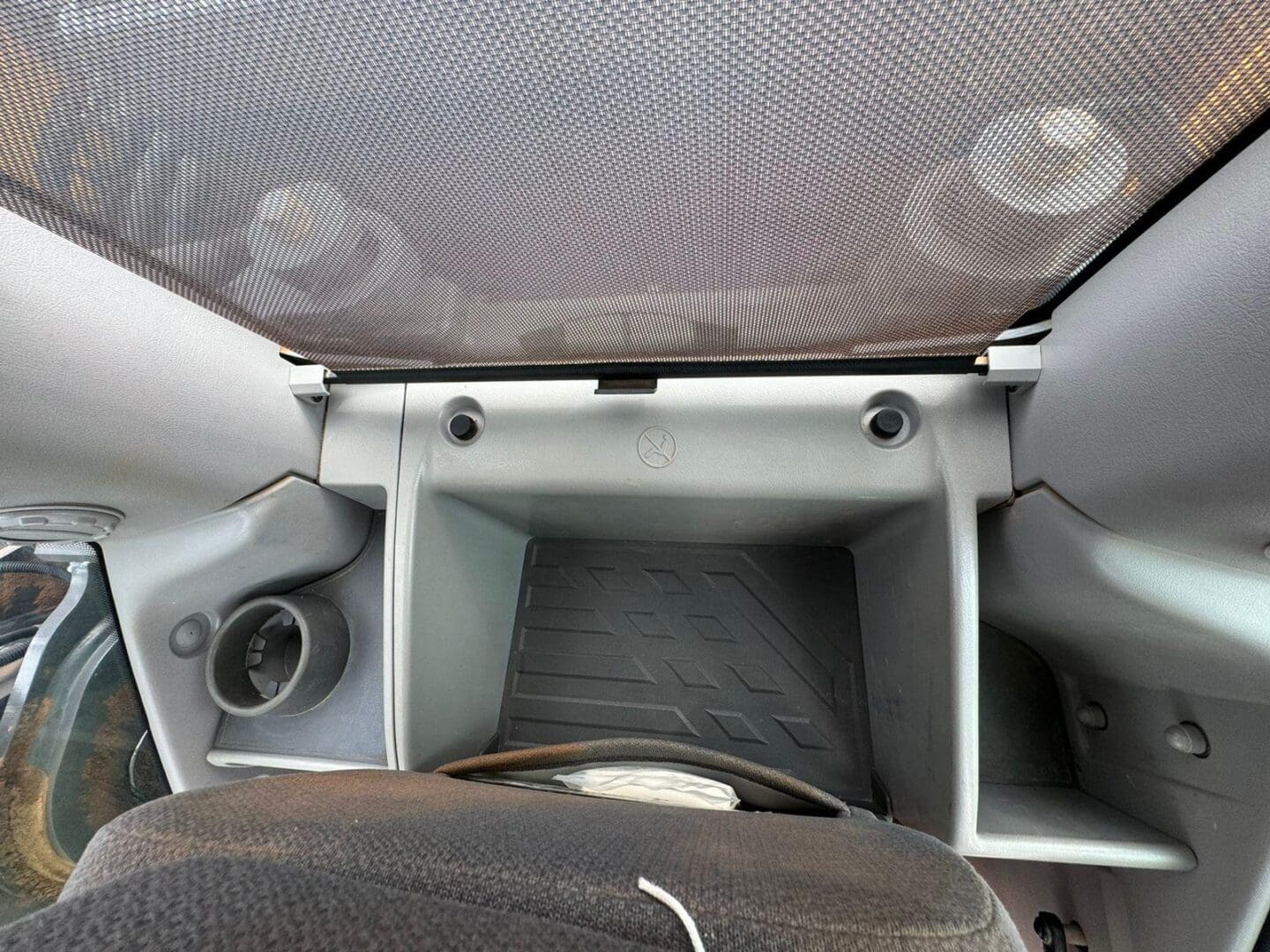 Open car glove compartment with storage