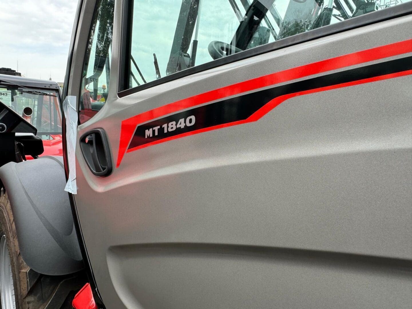 Close-up of tractor door with MT1840